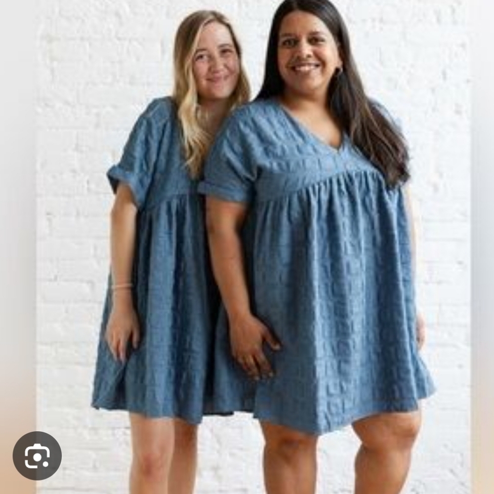 Boutique Miou Muse Blue Babydoll Oversized Dress Size Medium